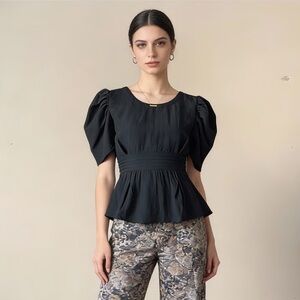 MUSTARD SEED | Black Puff Sleeve Blouse Sz S